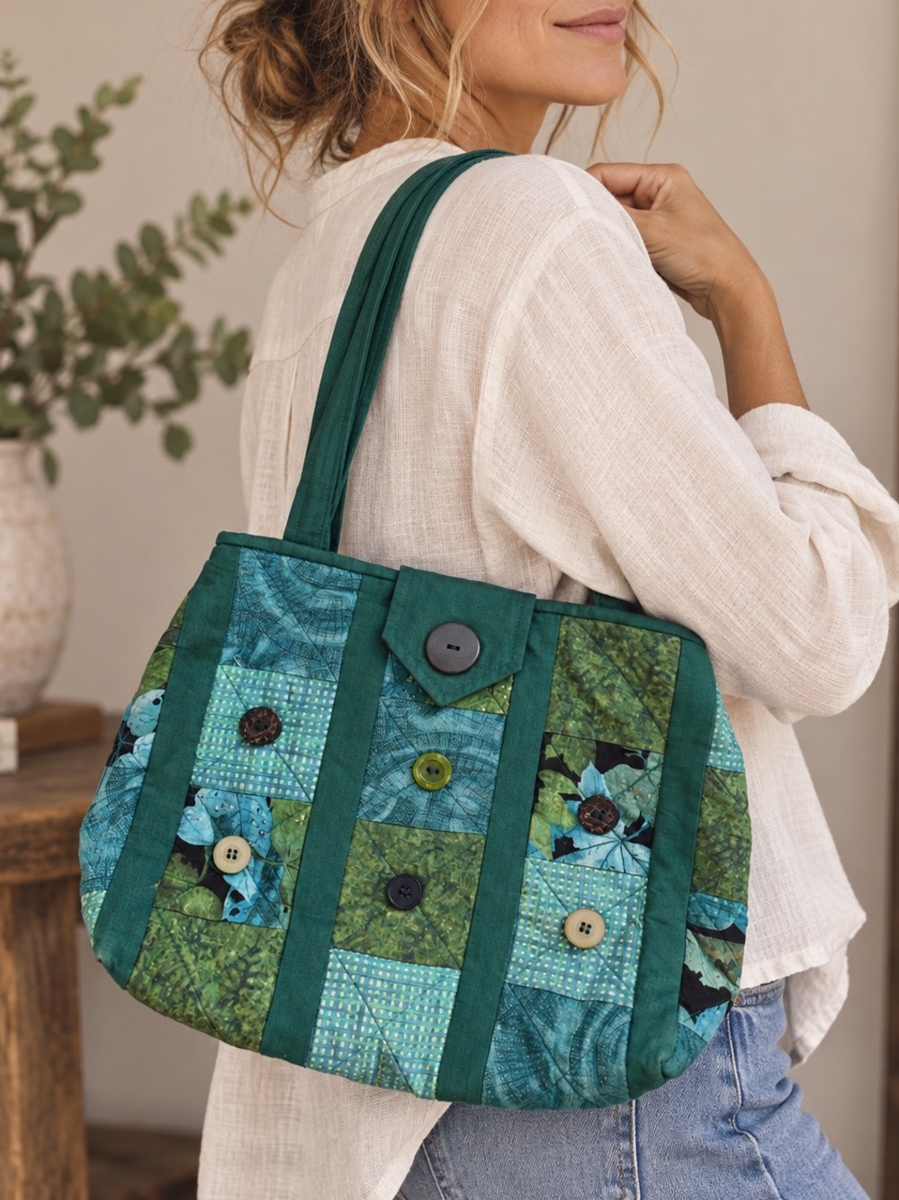 Handmade Patchwork Quilted Shoulder Bag Cottagecore
